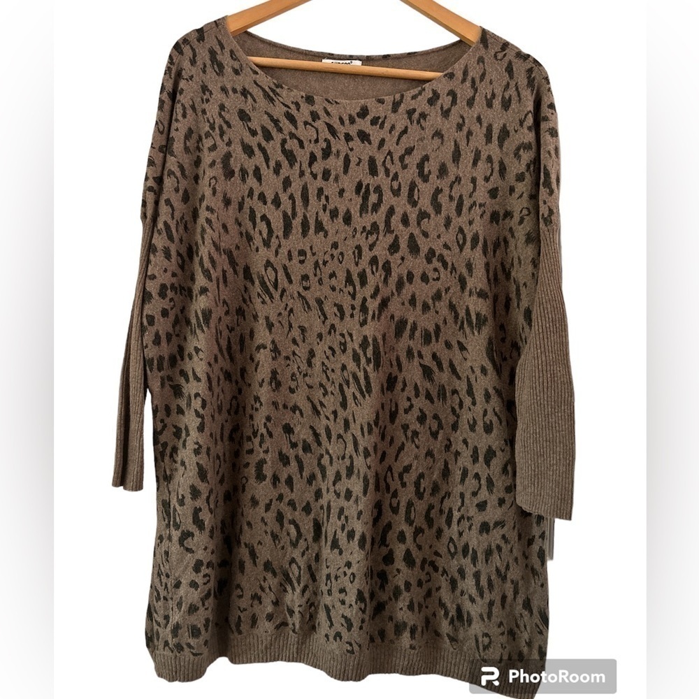 SUNCOO Paris Cashmere Wool Cotton Blend Animal Print Sweater - L/XL